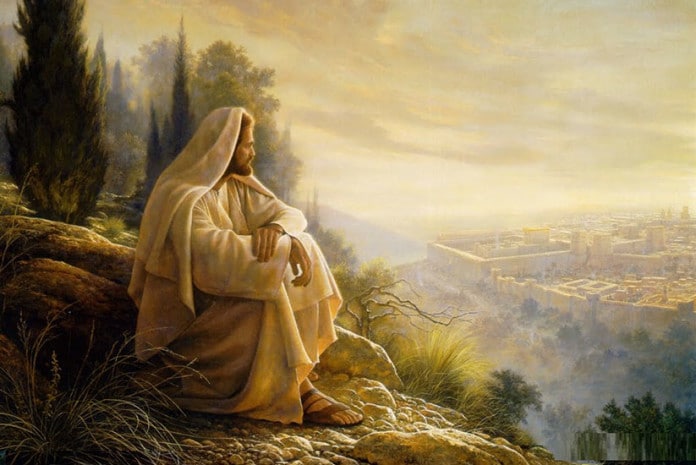 Jesus Cristo ao largo de Jerusalém
