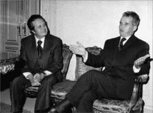 Reunião de Mário Soares com o presidente Nicolae Ceausescu em Lisboa