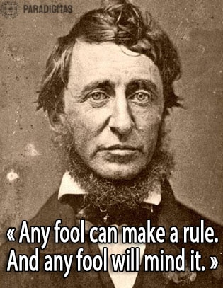 «Any fool can make a rule. And any fool will mind it.» - Henry David Thoreau